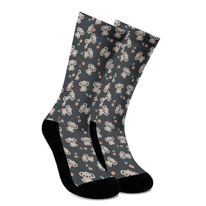 Baby Koala And Floral Pattern Print Crew Socks