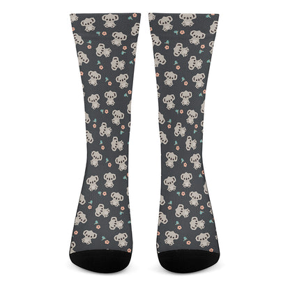Baby Koala And Floral Pattern Print Crew Socks