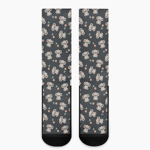 Baby Koala And Floral Pattern Print Crew Socks