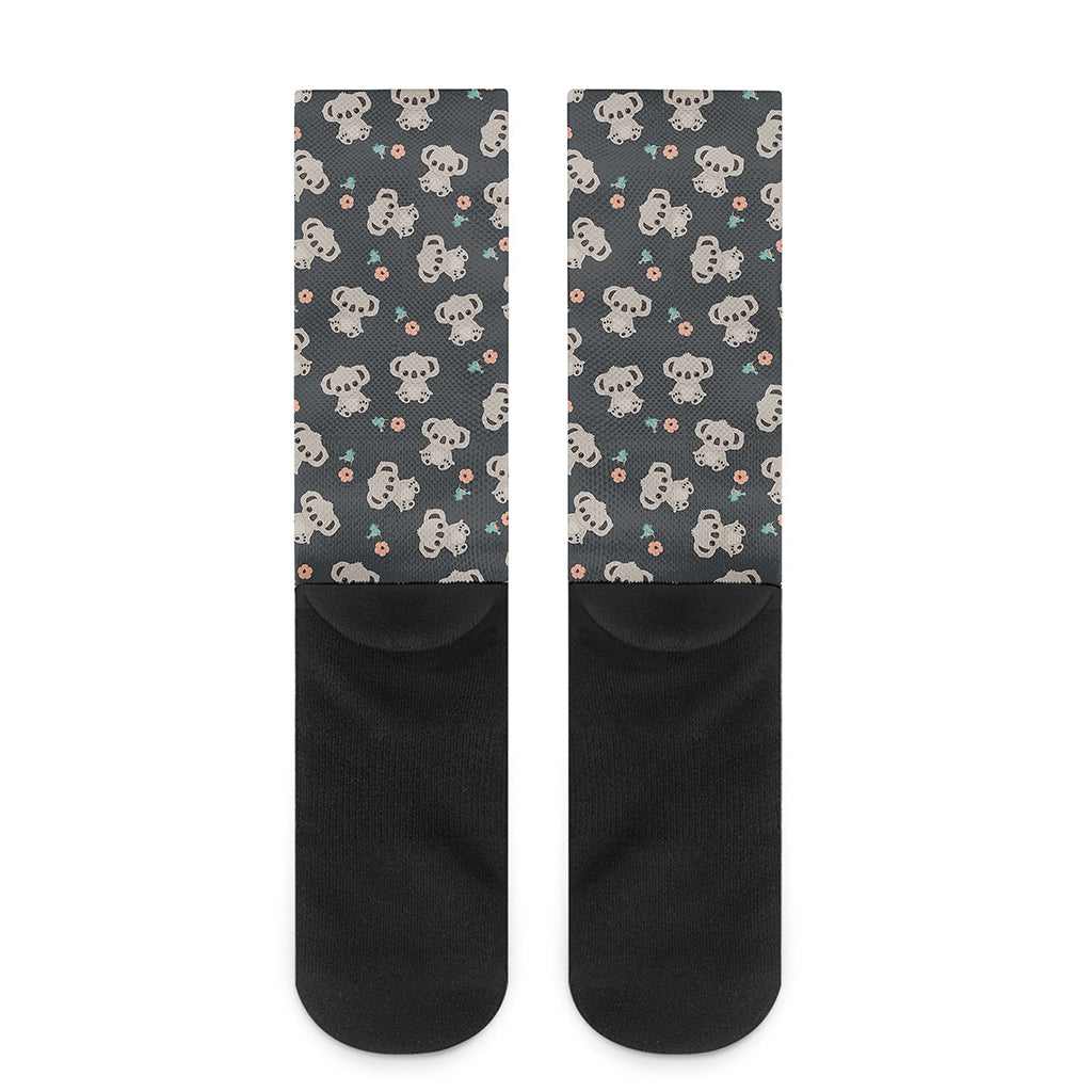 Baby Koala And Floral Pattern Print Crew Socks