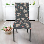 Baby Koala And Floral Pattern Print Dining Chair Slipcover