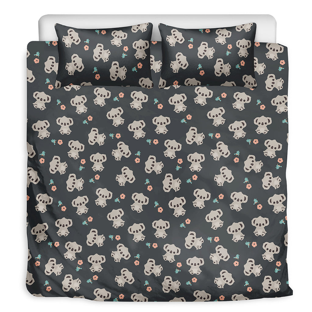 Baby Koala And Floral Pattern Print Duvet Cover Bedding Set