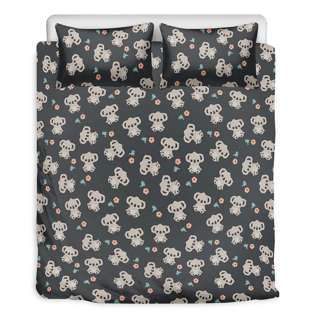 Baby Koala And Floral Pattern Print Duvet Cover Bedding Set