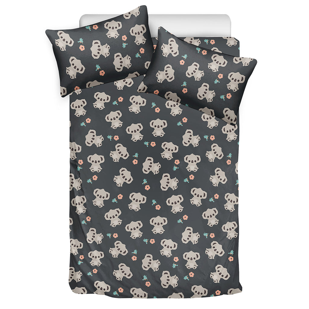 Baby Koala And Floral Pattern Print Duvet Cover Bedding Set