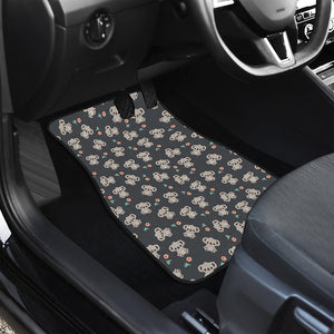 Baby Koala And Floral Pattern Print Front and Back Car Floor Mats