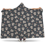 Baby Koala And Floral Pattern Print Hooded Blanket