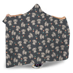 Baby Koala And Floral Pattern Print Hooded Blanket