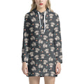 Baby Koala And Floral Pattern Print Pullover Hoodie Dress