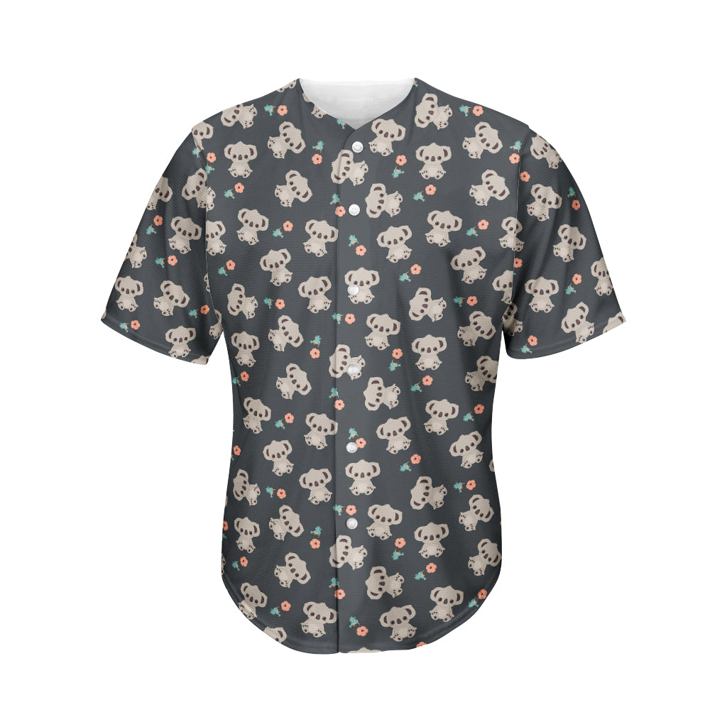 Baby Koala And Floral Pattern Print Men's Baseball Jersey