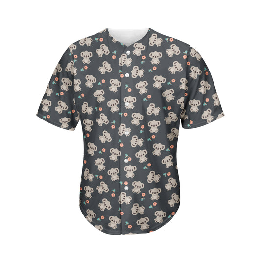 Baby Koala And Floral Pattern Print Men's Baseball Jersey