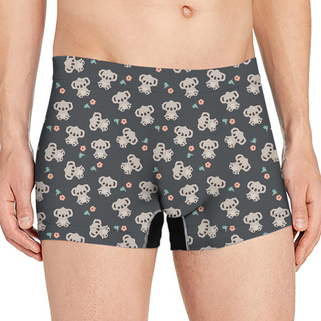 Baby Koala And Floral Pattern Print Men's Boxer Briefs