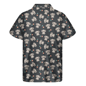 Baby Koala And Floral Pattern Print Men's Short Sleeve Shirt