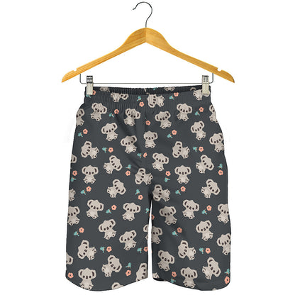 Baby Koala And Floral Pattern Print Men's Shorts