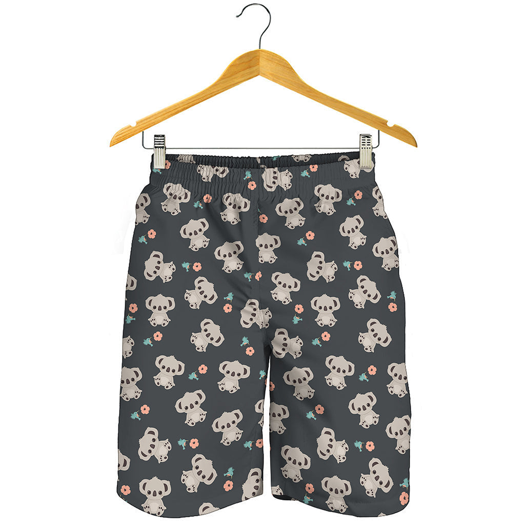 Baby Koala And Floral Pattern Print Men's Shorts