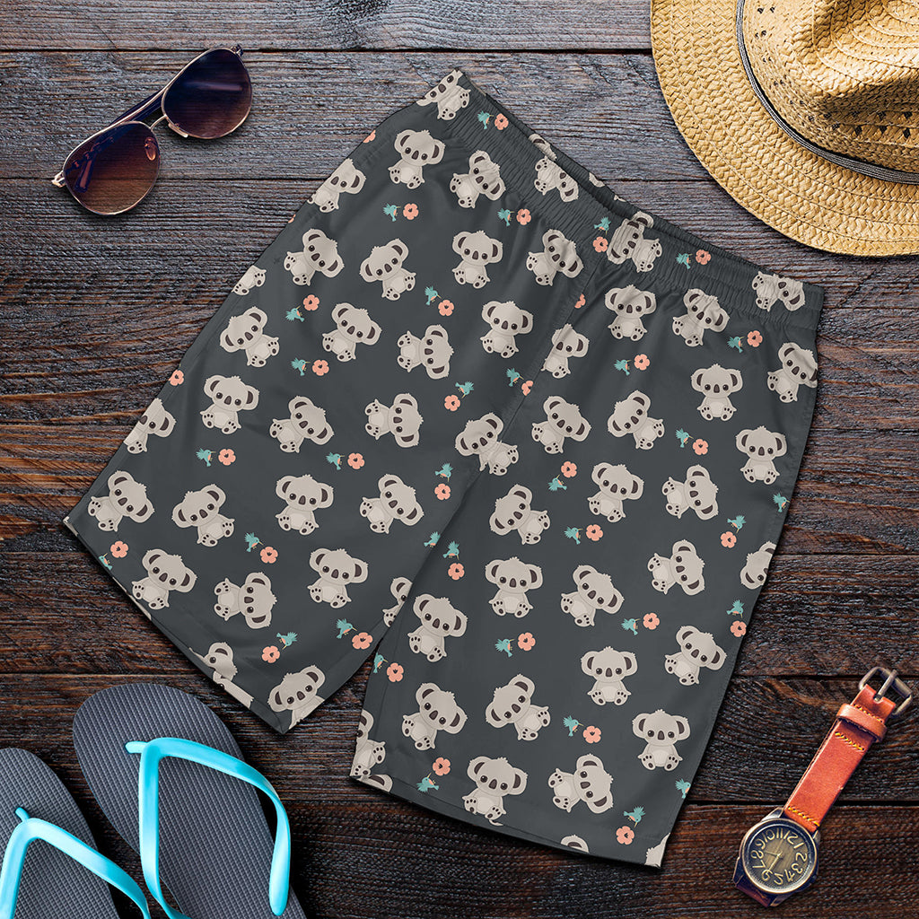 Baby Koala And Floral Pattern Print Men's Shorts