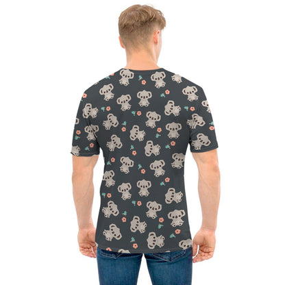 Baby Koala And Floral Pattern Print Men's T-Shirt