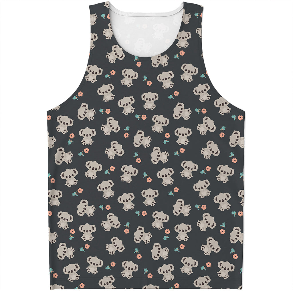 Baby Koala And Floral Pattern Print Men's Tank Top