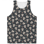 Baby Koala And Floral Pattern Print Men's Tank Top