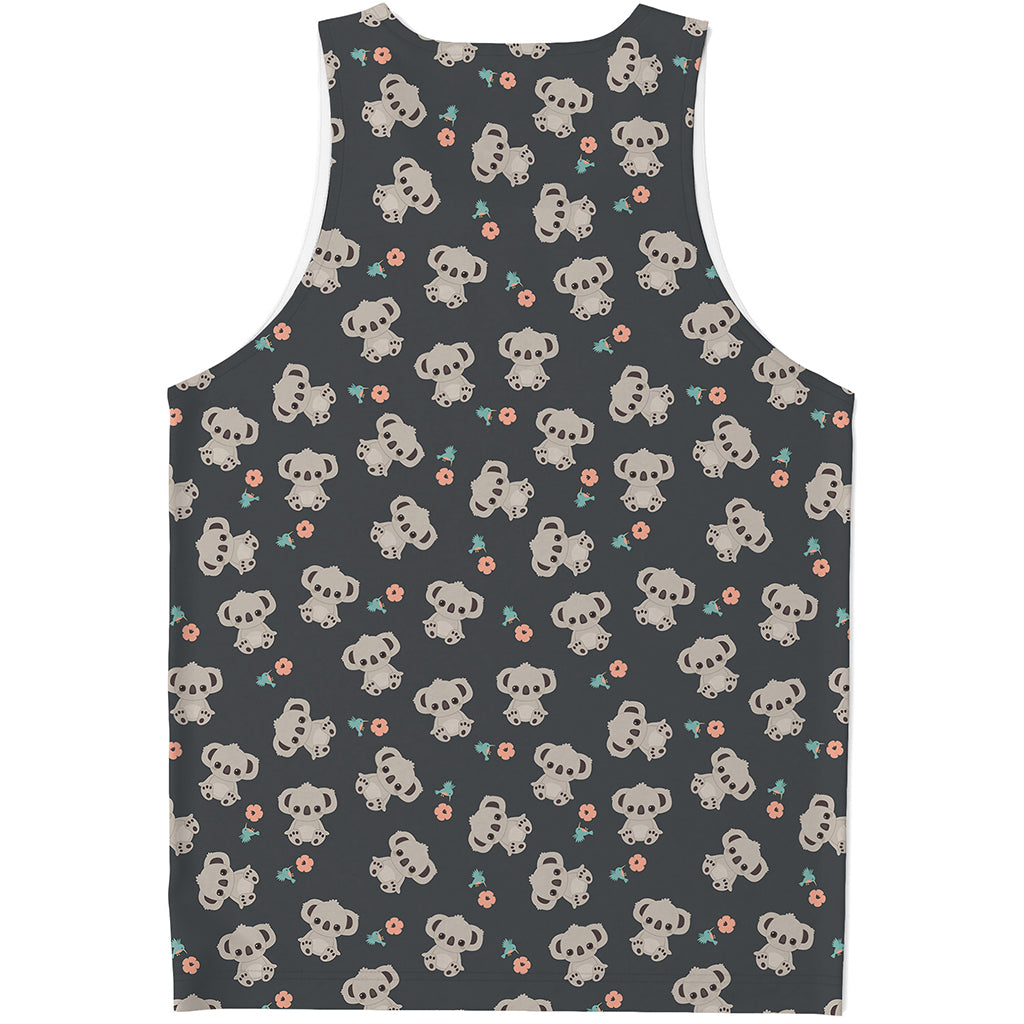 Baby Koala And Floral Pattern Print Men's Tank Top