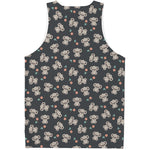 Baby Koala And Floral Pattern Print Men's Tank Top