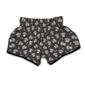 Baby Koala And Floral Pattern Print Muay Thai Boxing Shorts