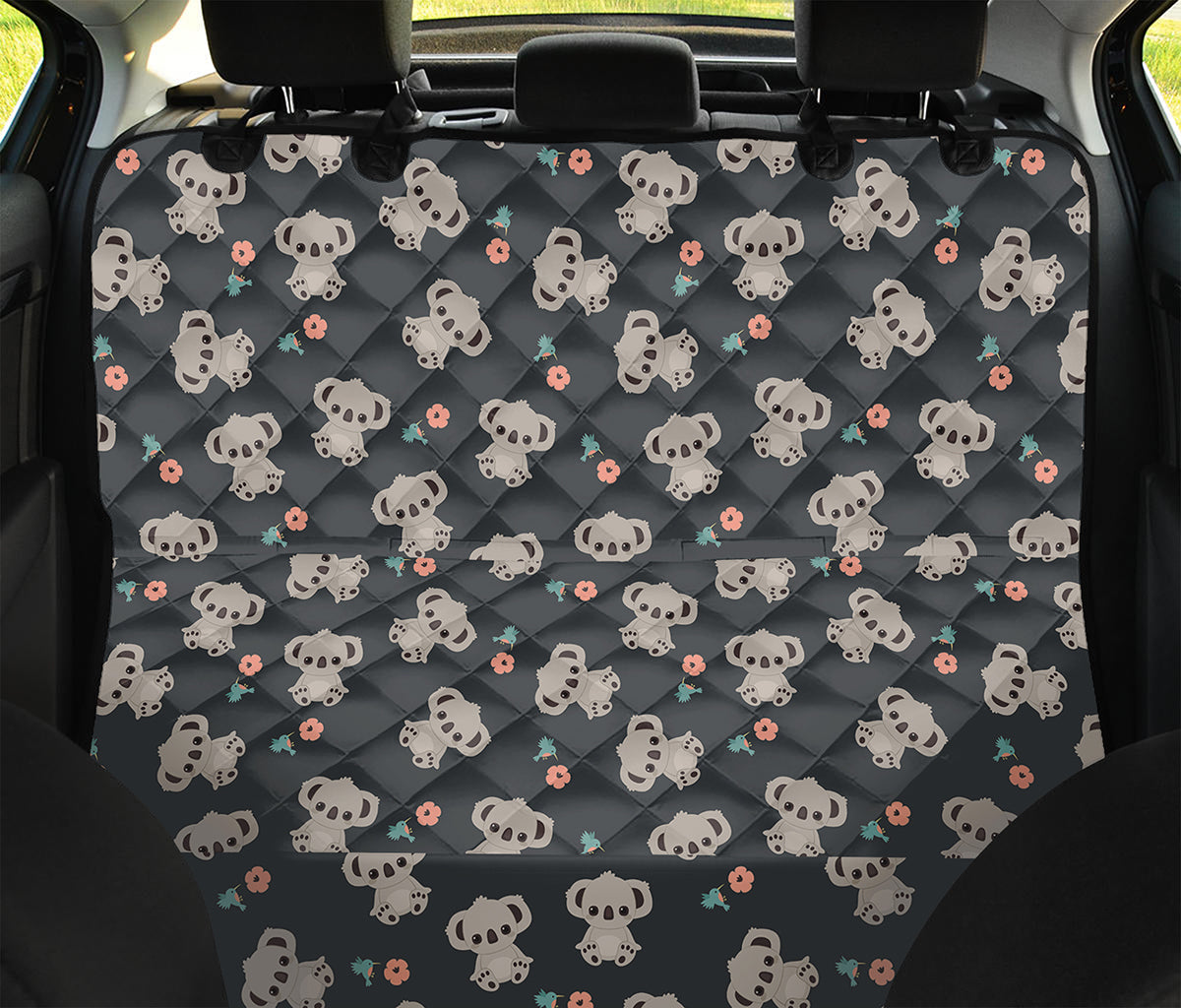 Baby Koala And Floral Pattern Print Pet Car Back Seat Cover