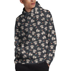 Baby Koala And Floral Pattern Print Pullover Hoodie