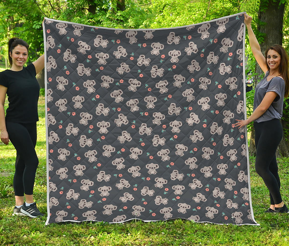 Baby Koala And Floral Pattern Print Quilt