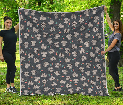 Baby Koala And Floral Pattern Print Quilt