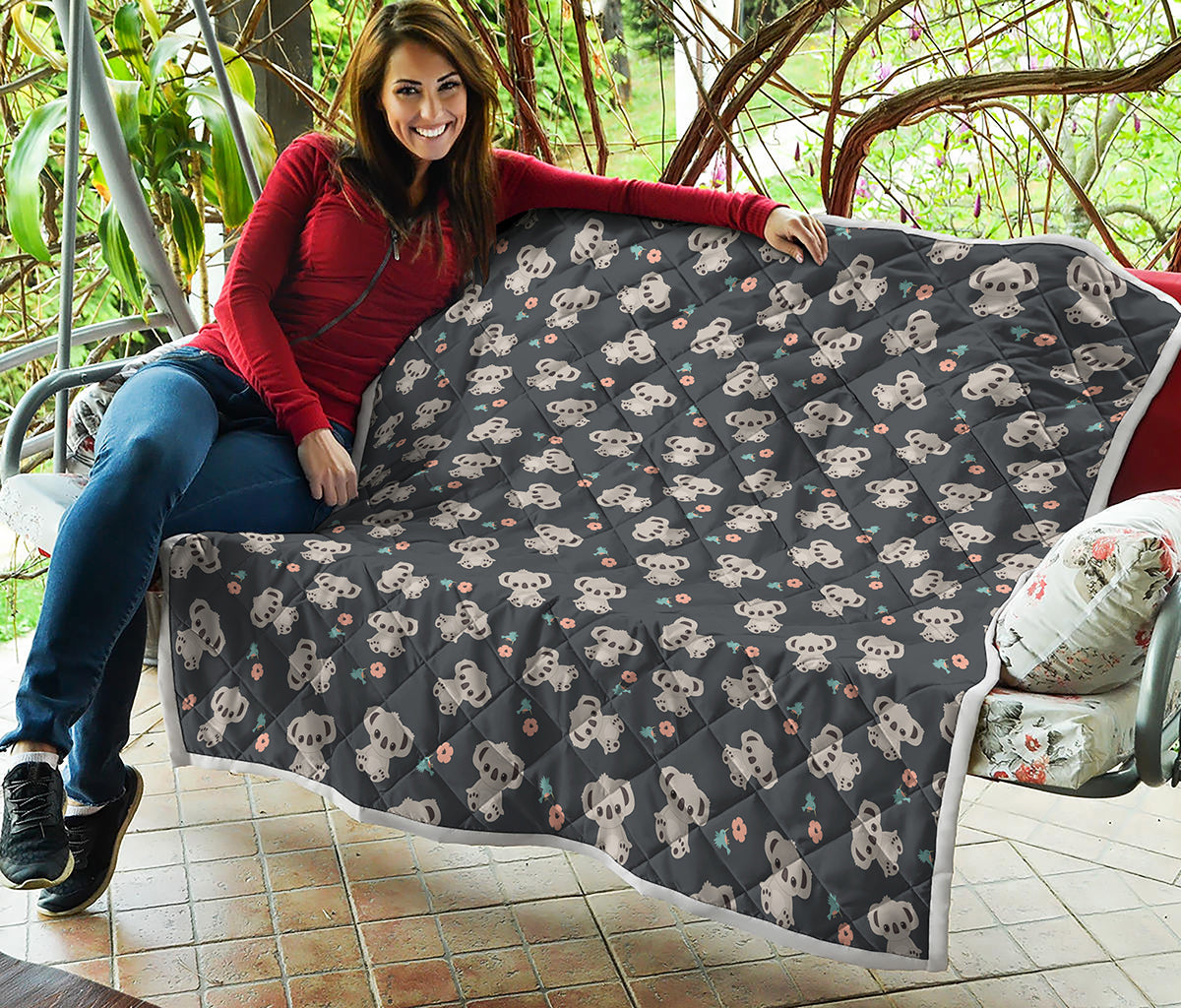 Baby Koala And Floral Pattern Print Quilt