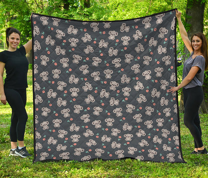 Baby Koala And Floral Pattern Print Quilt