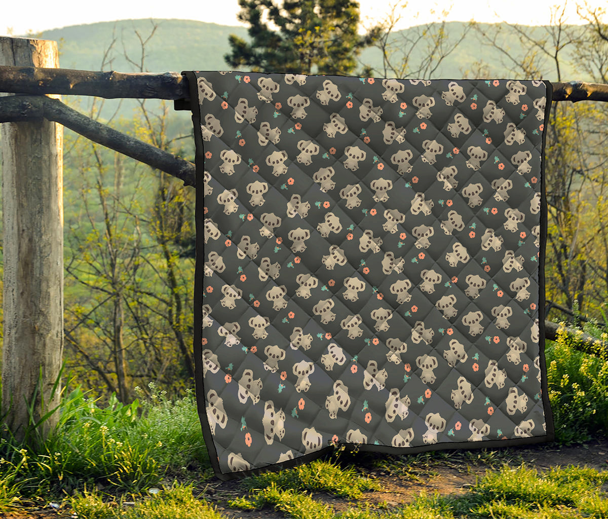 Baby Koala And Floral Pattern Print Quilt