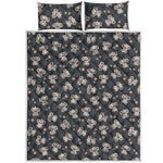 Baby Koala And Floral Pattern Print Quilt Bed Set