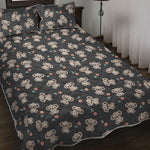 Baby Koala And Floral Pattern Print Quilt Bed Set