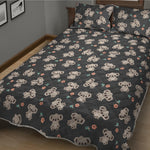 Baby Koala And Floral Pattern Print Quilt Bed Set