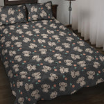 Baby Koala And Floral Pattern Print Quilt Bed Set