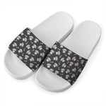 Baby Koala And Floral Pattern Print White Slide Sandals