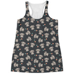 Baby Koala And Floral Pattern Print Women's Racerback Tank Top