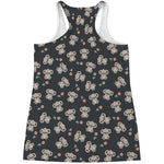 Baby Koala And Floral Pattern Print Women's Racerback Tank Top