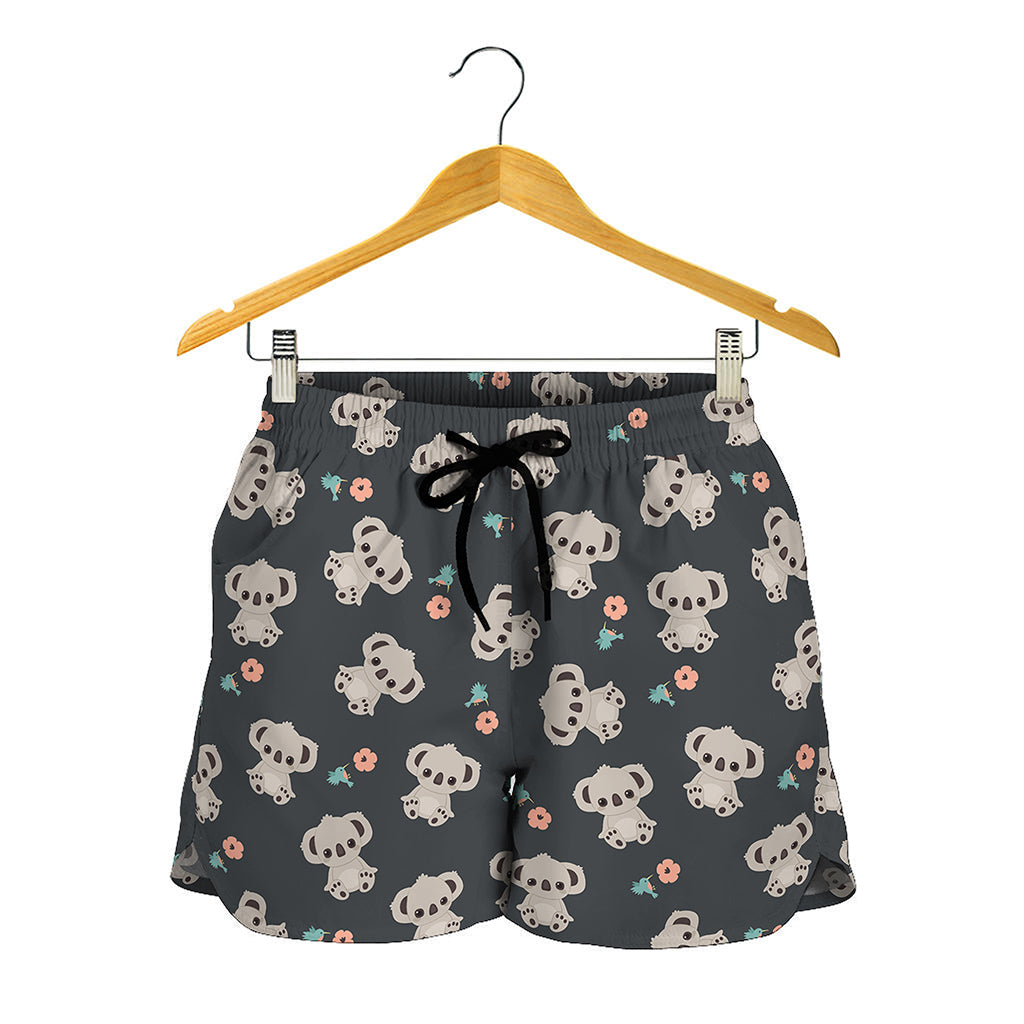 Baby Koala And Floral Pattern Print Women's Shorts