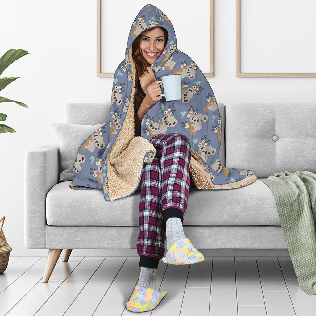 Baby Koala Pattern Print Hooded Blanket