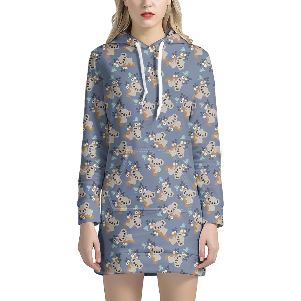 Baby Koala Pattern Print Hoodie Dress