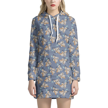 Baby Koala Pattern Print Hoodie Dress