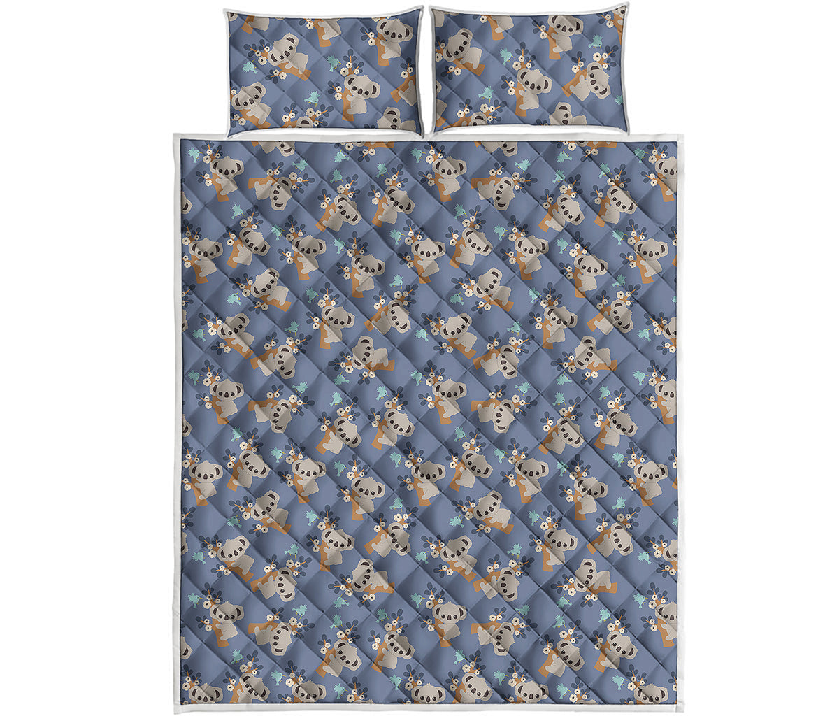 Baby Koala Pattern Print Quilt Bed Set
