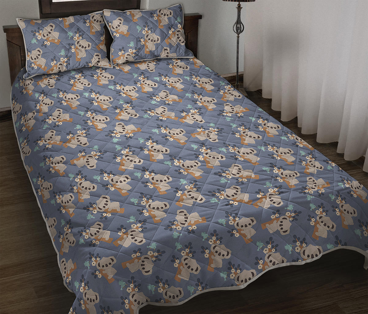 Baby Koala Pattern Print Quilt Bed Set