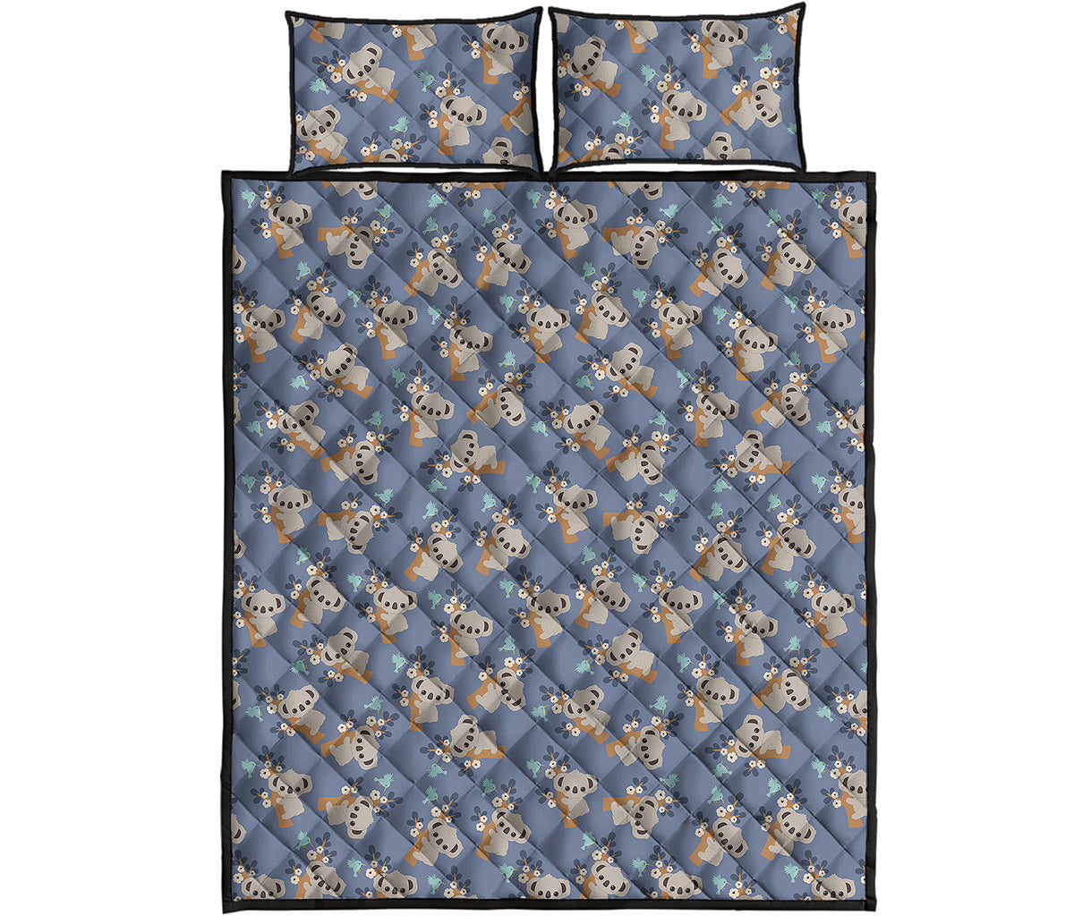 Baby Koala Pattern Print Quilt Bed Set