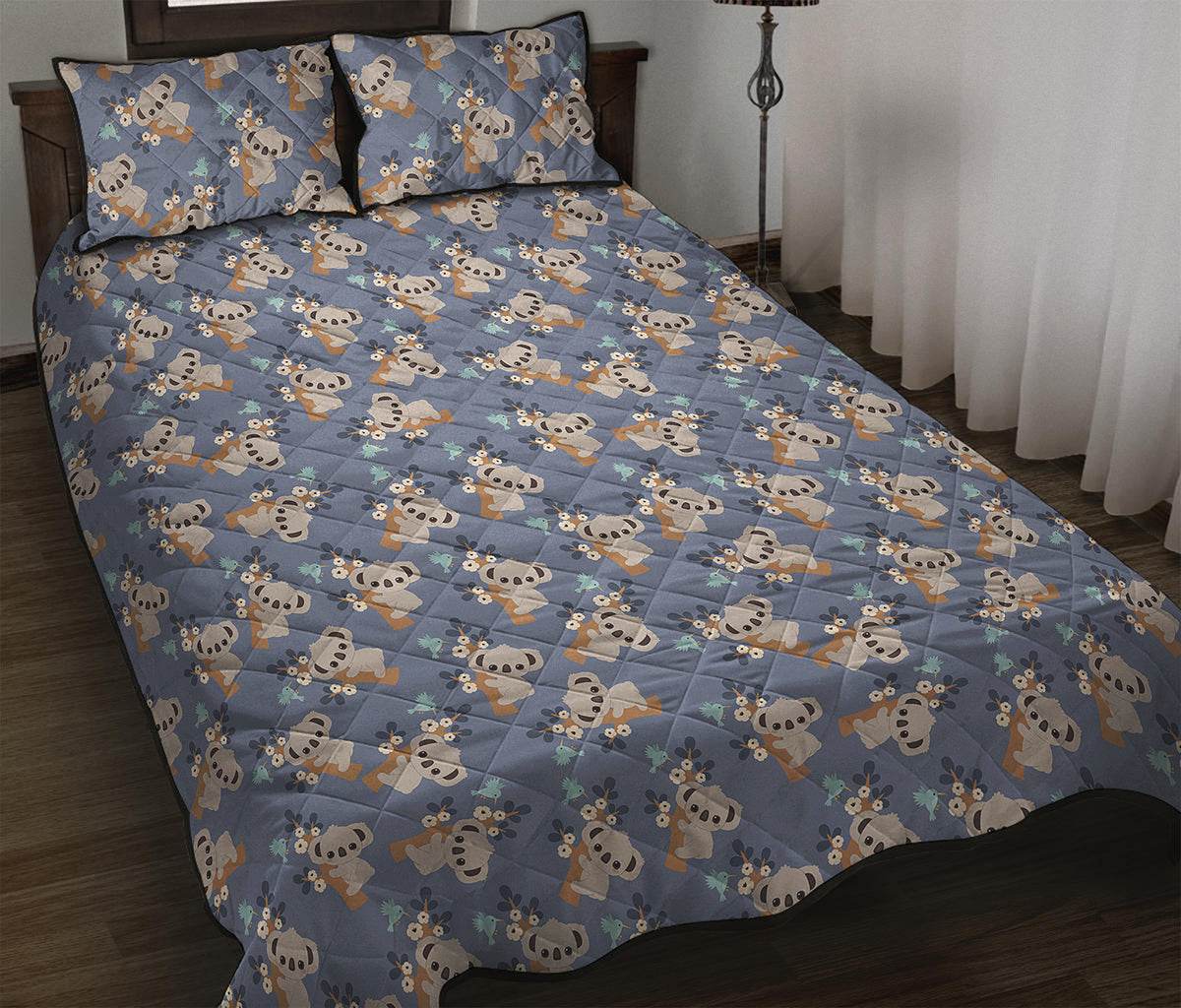 Baby Koala Pattern Print Quilt Bed Set