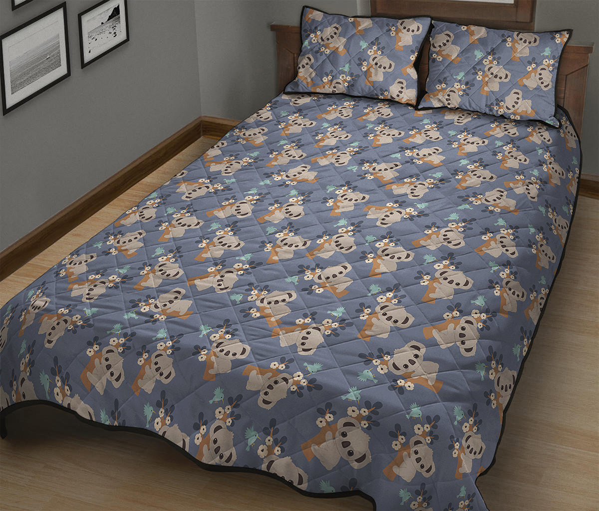 Baby Koala Pattern Print Quilt Bed Set