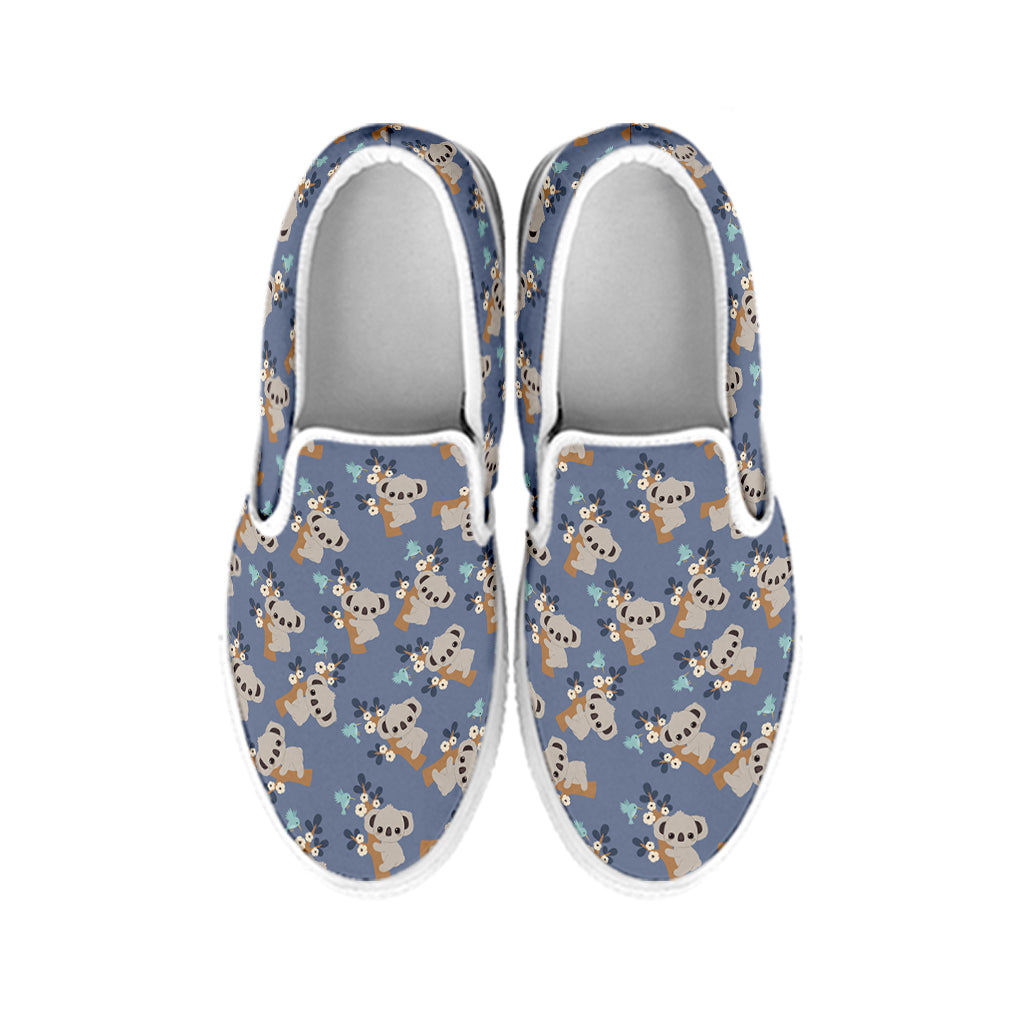 Baby Koala Pattern Print White Slip On Shoes