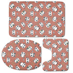 Baby Panda And Bamboo Pattern Print 3 Piece Bath Mat Set